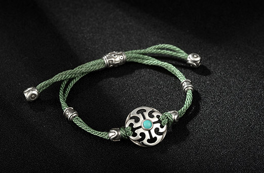 如意紋綠松石鑲嵌手鏈