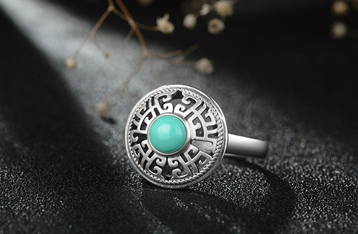 憶古B如意紋綠松石戒指