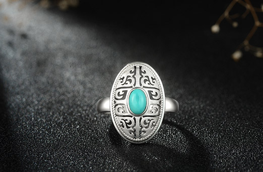 憶古C如意紋綠松石戒指